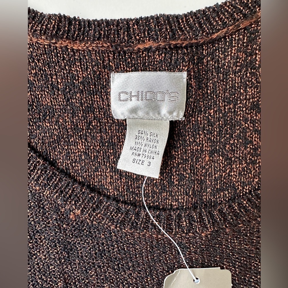 NWT Chico’s Black Orange Silk Blend Sleeveless Sweater Maddy Size 3 (US XL) $58 - Picture 2 of 8